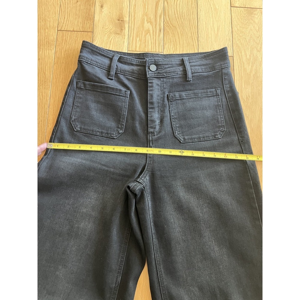 Oat New York Wide Leg Raw Hem High Rise Washed Black Patch Pocket Womens 6/28 - Picture 4 of 11